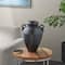15" Black Ceramic Amphora Vase with Speckled Texture & Ring Handles